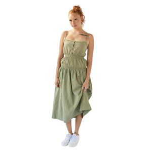 Urban Outfitter Women's Green Ella Tiered Drop Waist Dress Size Small